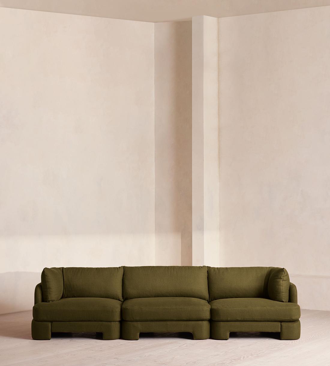 Odell Deeper Sit Modular Sofa - Four Seater - Linen - Olive - Listing - Image 1