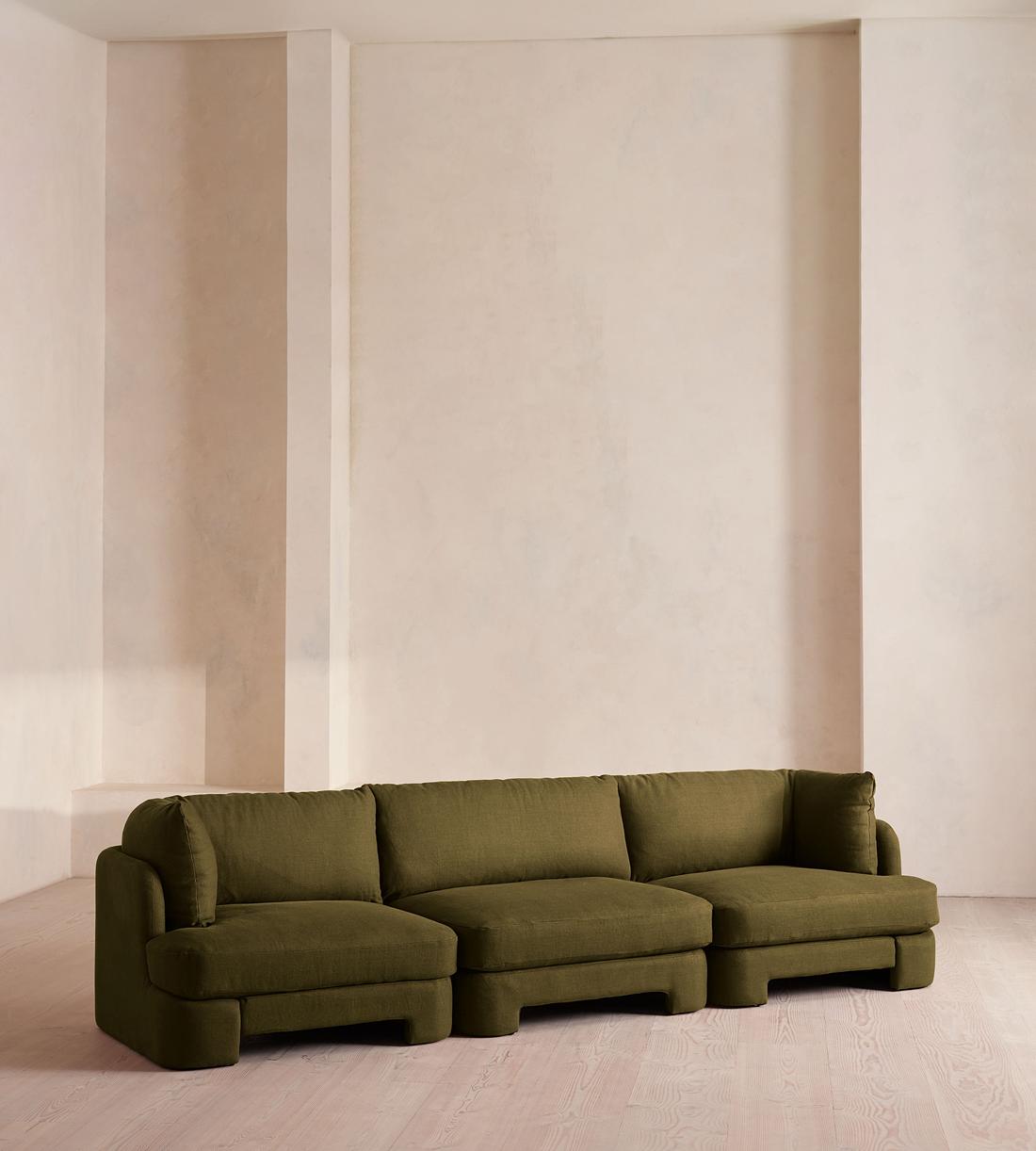 Odell Deeper Sit Sectional Sofa - Four Seater - Linen - Olive - US - Listing - Image 2