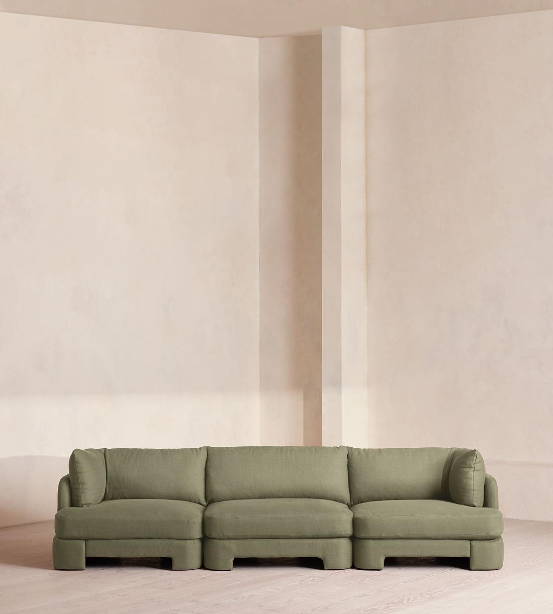Odell Modular Sofa - Four Seater - Linen - Sage - Listing - Image 1