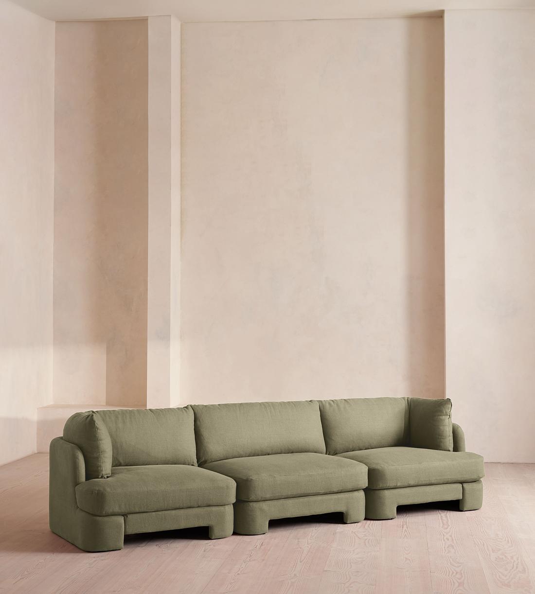 Odell Deeper Sit Sectional Sofa - Four Seater - Linen - Sage - US - Listing - Image 2