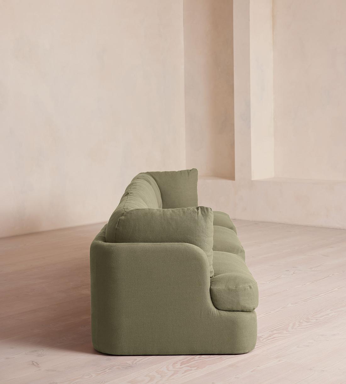 Odell Deeper Sit Sectional Sofa - Four Seater - Linen - Sage - US - Images - Image 3