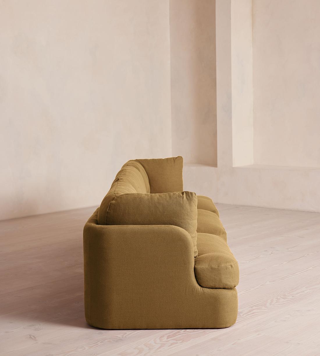 Odell Deeper Sit Sectional Sofa - Four Seater - Linen - Ochre - US - Images - Image 3