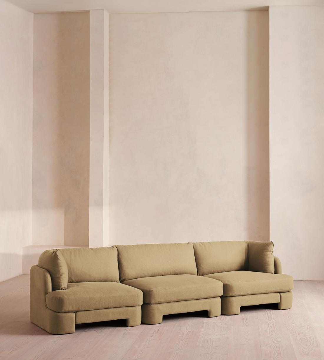 Odell Deeper Sit Sectional Sofa - Four Seater - Linen - Wheat - US - Listing - Image 2
