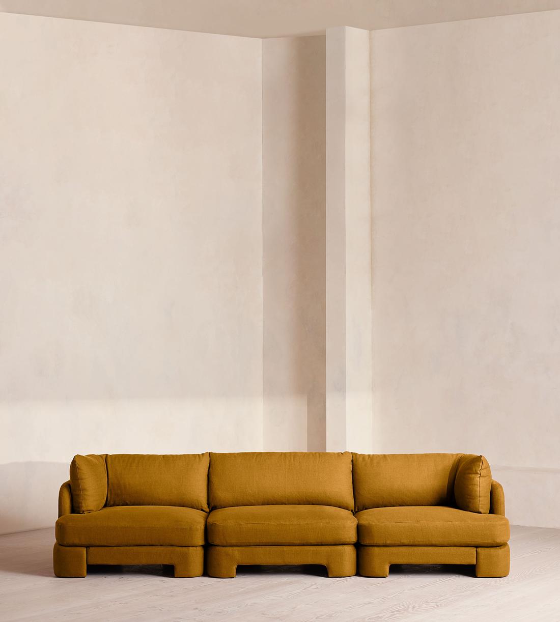 Odell Modular Sofa - Four Seater - Linen - Turmeric - UK - Listing - Image 1