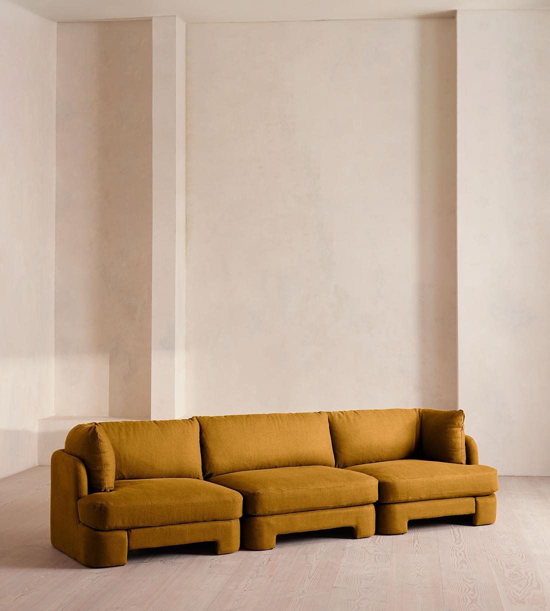 Odell Deeper Sit Modular Sofa - Four Seater - Linen - Turmeric - UK - Listing - Image 2