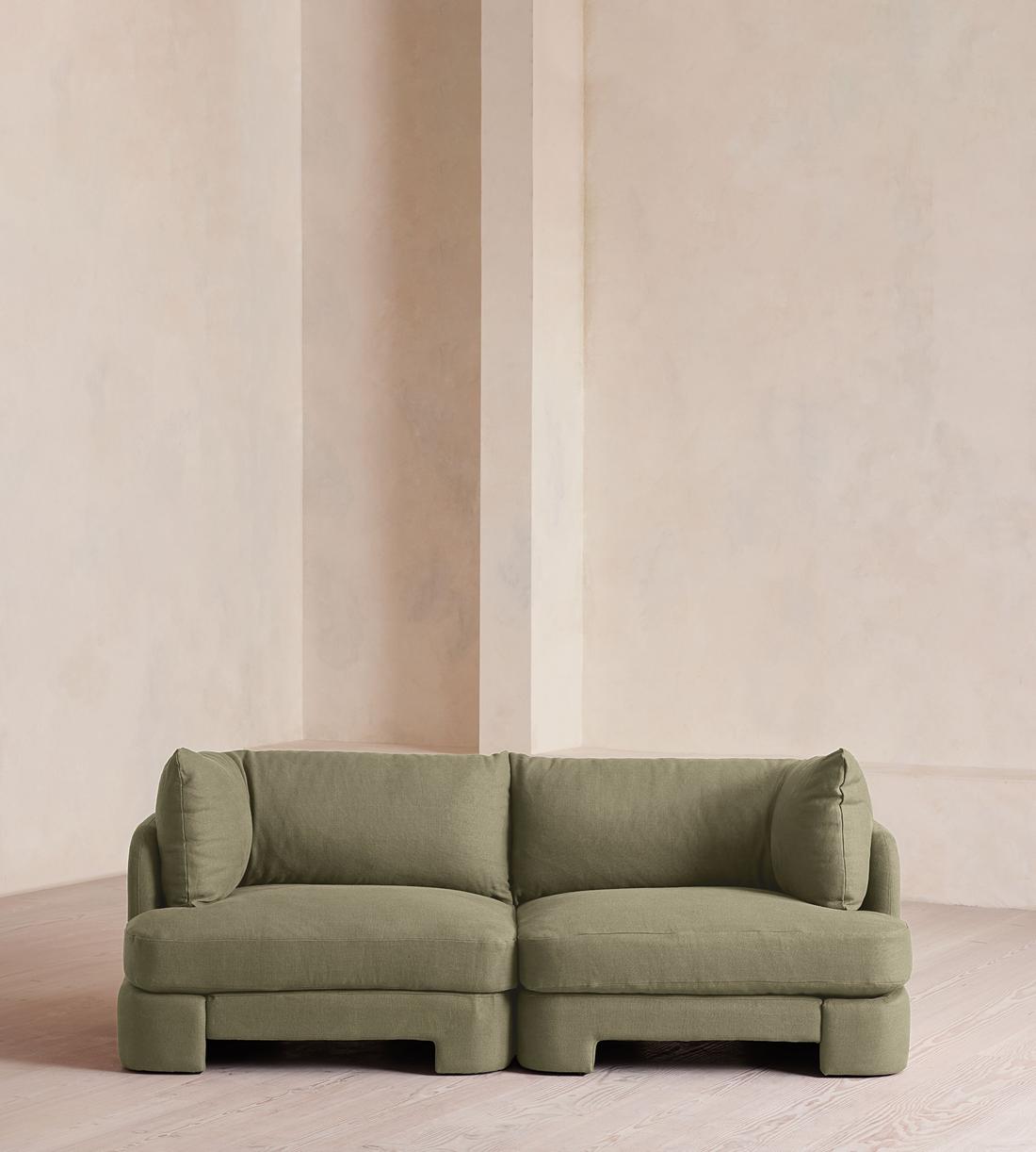 Odell Modular Sofa - Three Seater - Linen - Sage - Listing - Image 1
