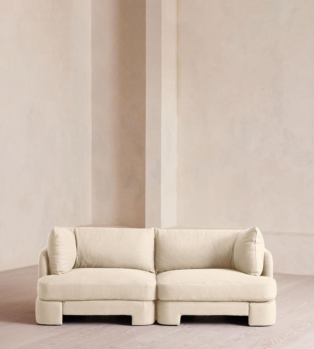Odell Sectional Sofa - Three Seater - Linen - Bisque - US - Listing - Image 1