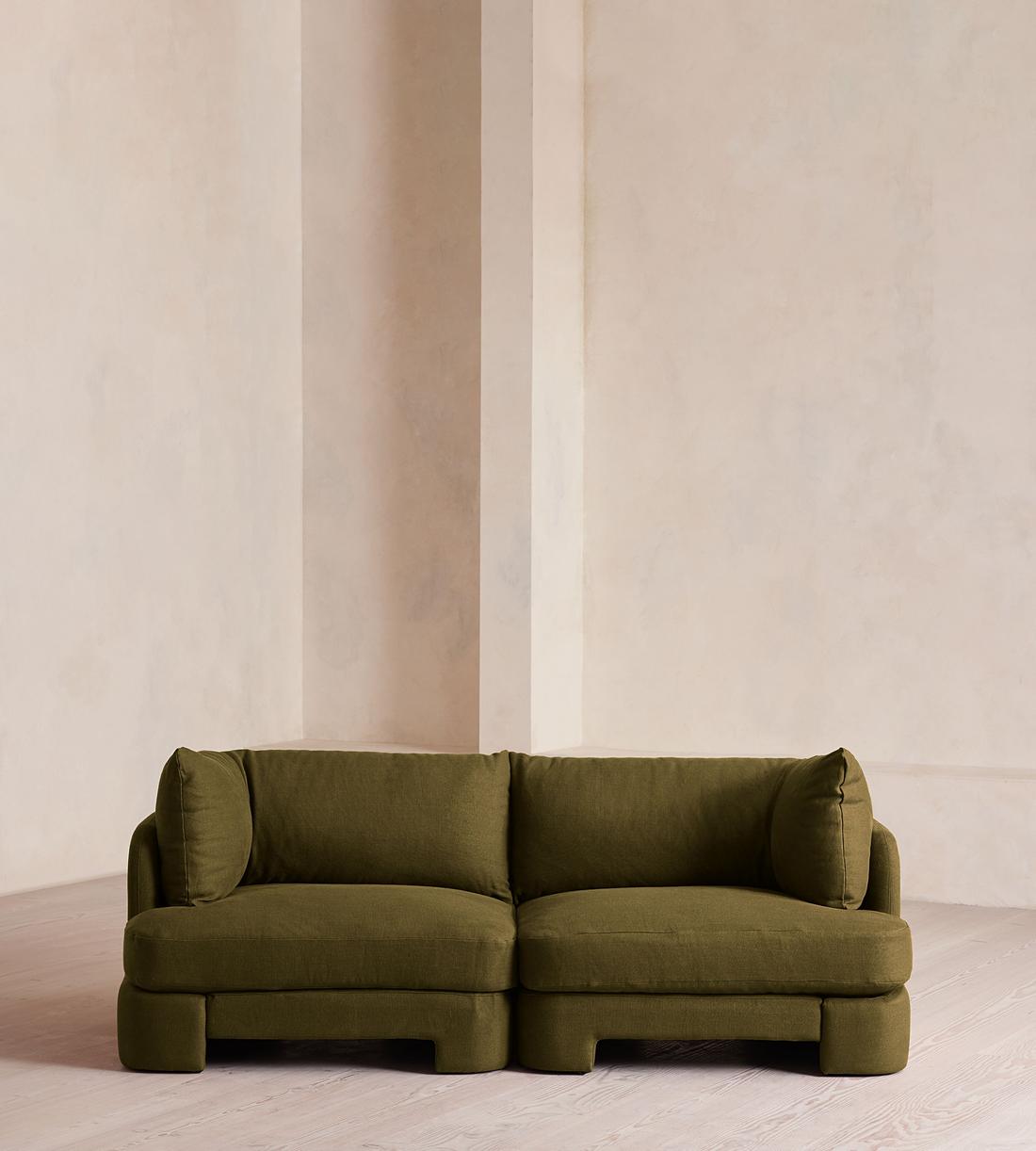 Odell Modular Sofa - Three Seater - Linen - Olive - Listing - Image 1