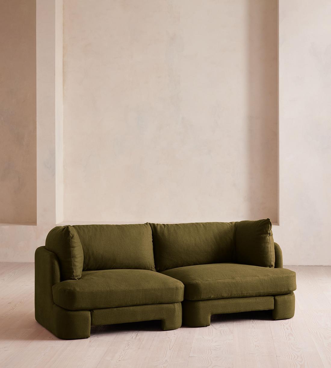 Odell Modular Sofa - Three Seater - Linen - Olive - Listing - Image 2