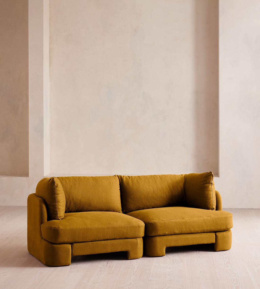 Odell Modular Sofa - Three Seater - Linen - Turmeric - UK - Listing - Image 2