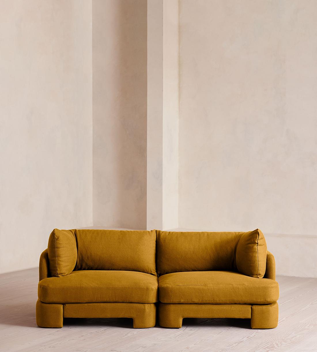 Odell Deeper Sit Sectional Sofa - Three Seater - Linen - Turmeric - US - Listing - Image 1