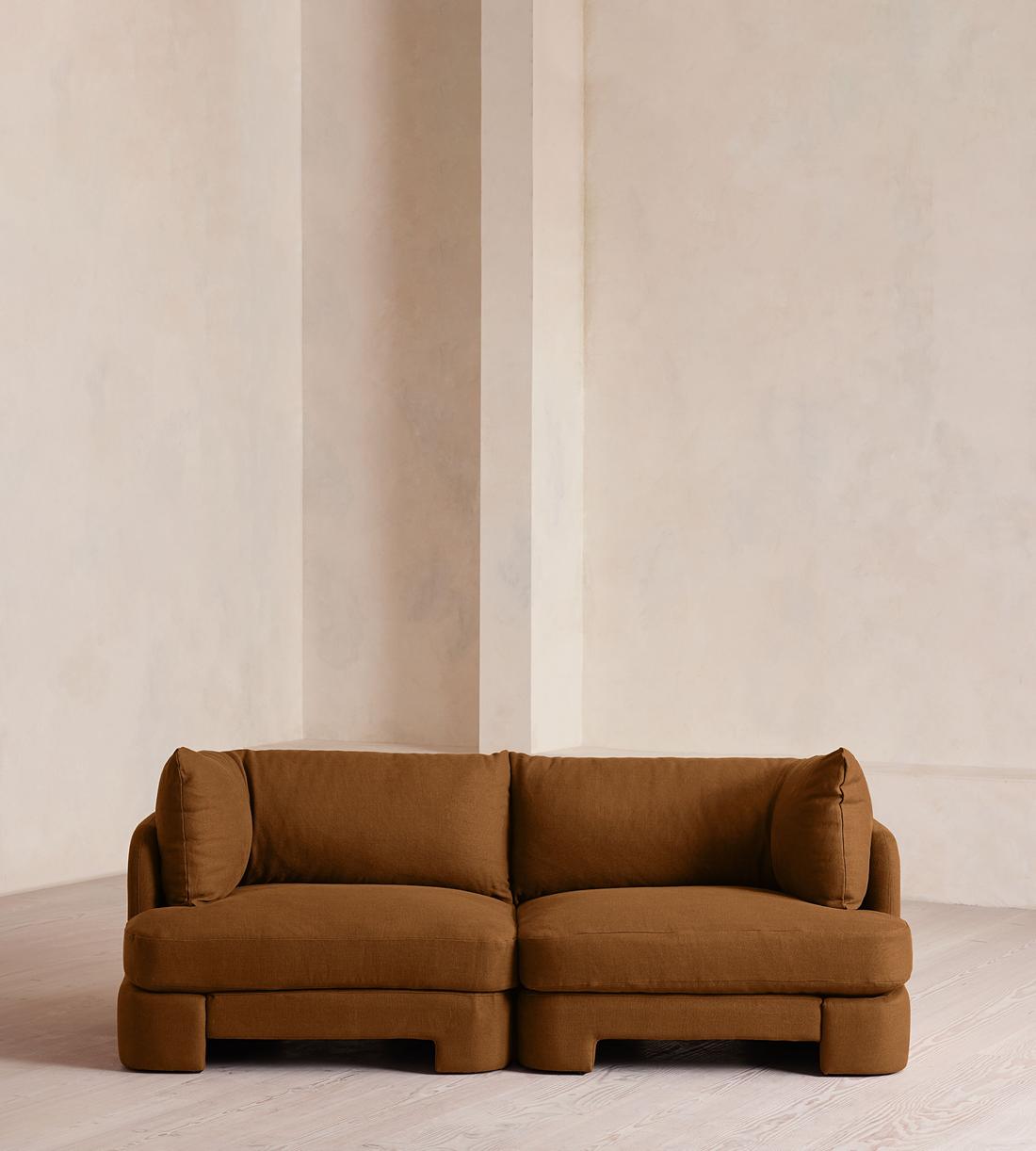 Odell Modular Sofa - Three Seater - Linen - Terracotta - UK - Listing - Image 1