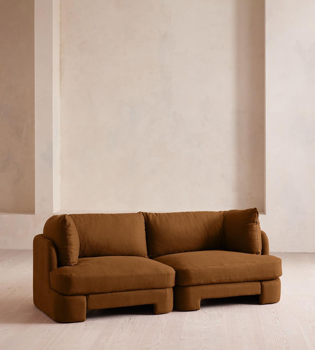Odell Modular Sofa - Three Seater - Linen - Terracotta - UK - Listing - Image 2