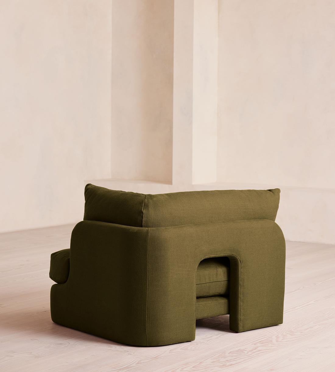 Odell Deeper Sit Modular Sofa - Right Arm Module - Linen - Olive - Image 9