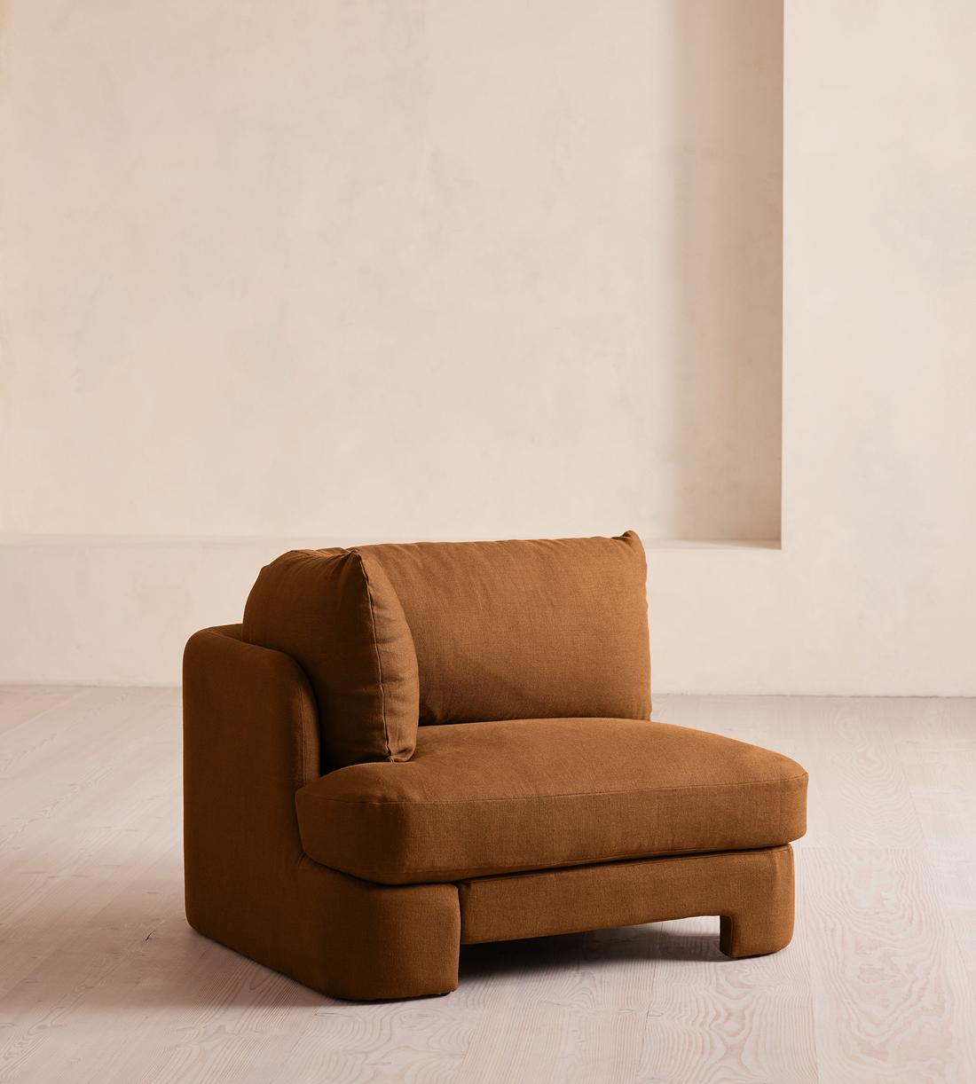 Odell Modular Sofa - Left Arm Module - Linen - Terracotta - Image 2