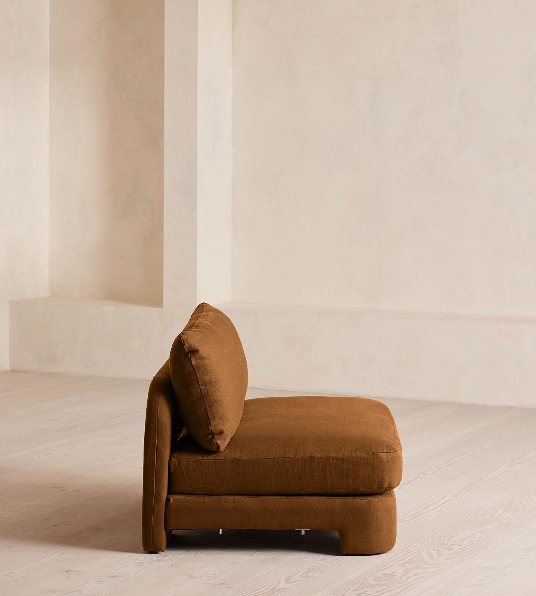 Odell Deeper Sit Sectional Sofa - Left Arm Module - Linen - Terracotta - US - Image 7