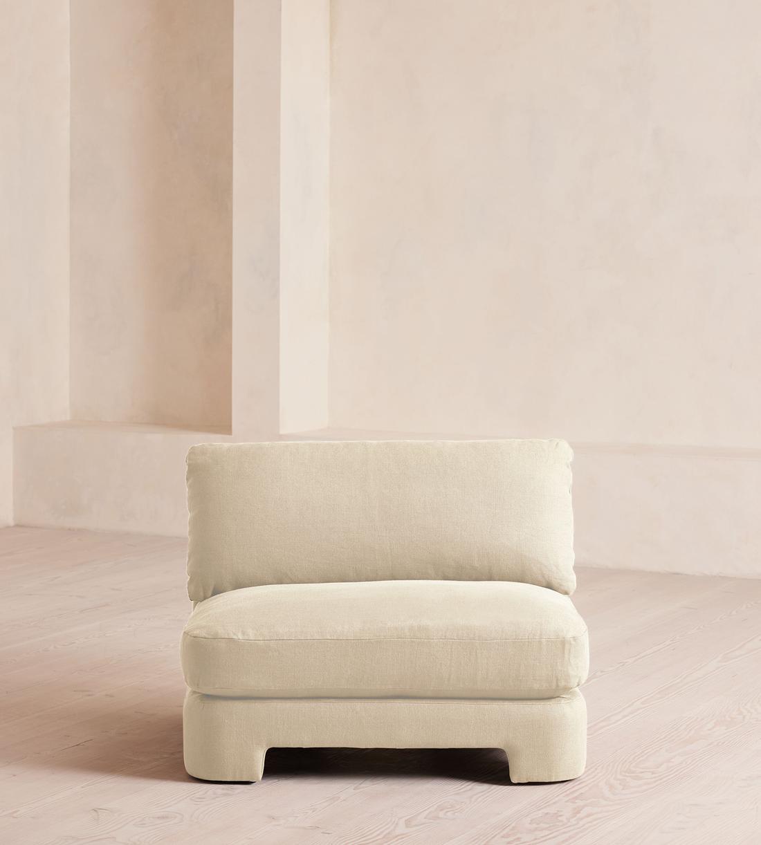 Odell Deeper Sit Sectional Sofa - Armless Module - Linen - Bisque - US - Image 1