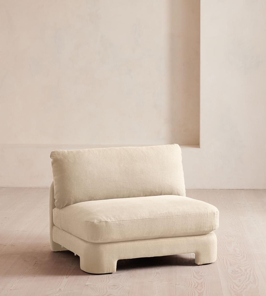 Odell Deeper Sit Sectional Sofa - Armless Module - Linen - Bisque - US - Image 2