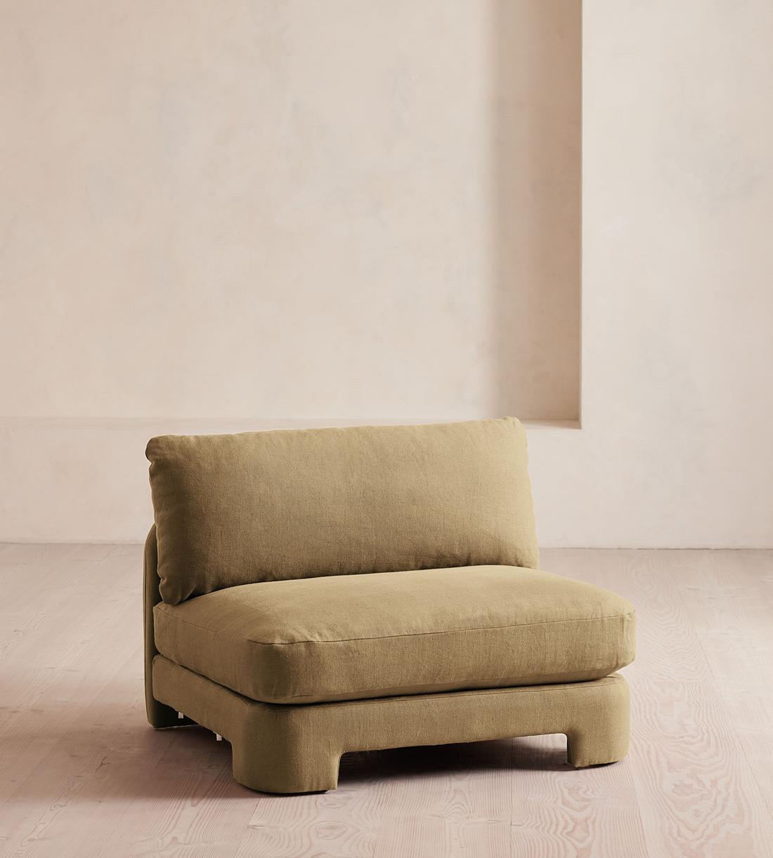 Odell Deeper Sit Sectional Sofa - Armless Module - Linen - Wheat - US - Image 2