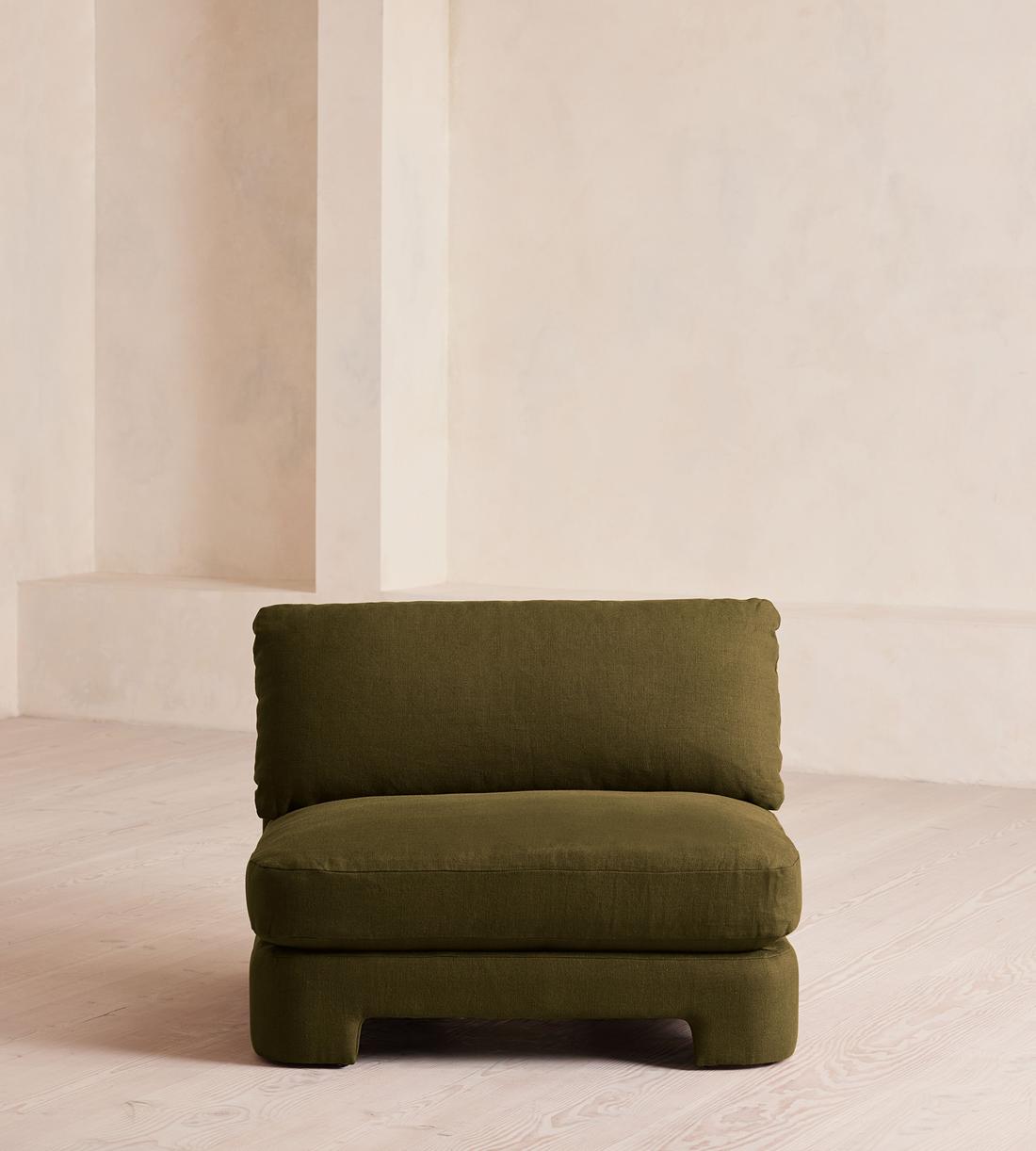 Odell Deeper Sit Sectional Sofa - Armless Module - Linen - Olive - US - Image 1