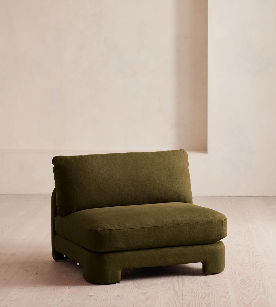 Odell Deeper Sit Sectional Sofa - Armless Module - Linen - Olive - US - Image 2