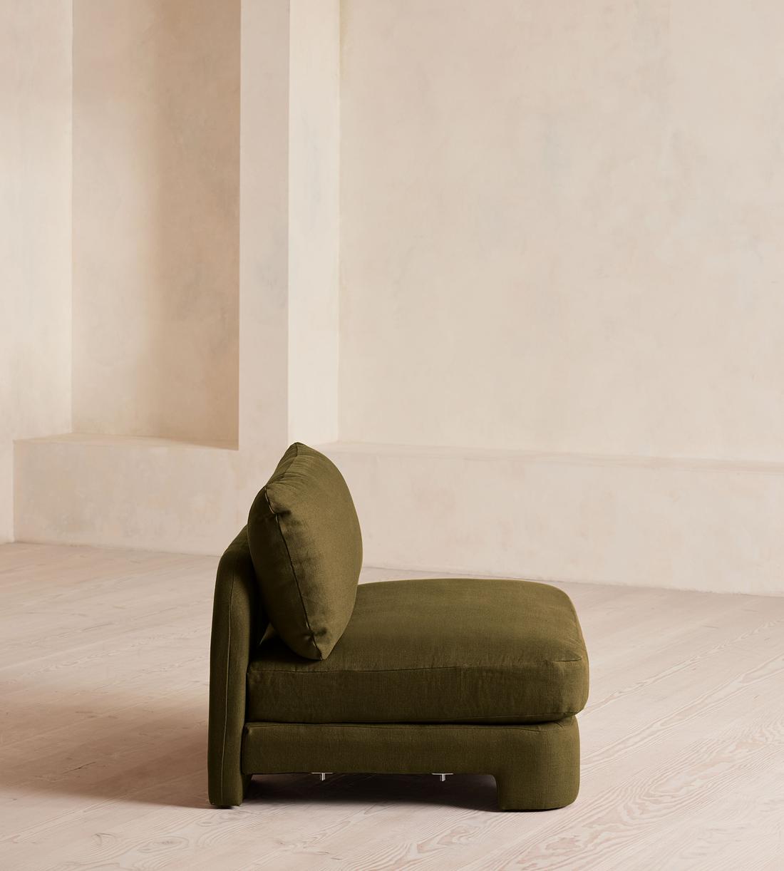 Odell Deeper Sit Sectional Sofa - Armless Module - Linen - Olive - US - Image 3