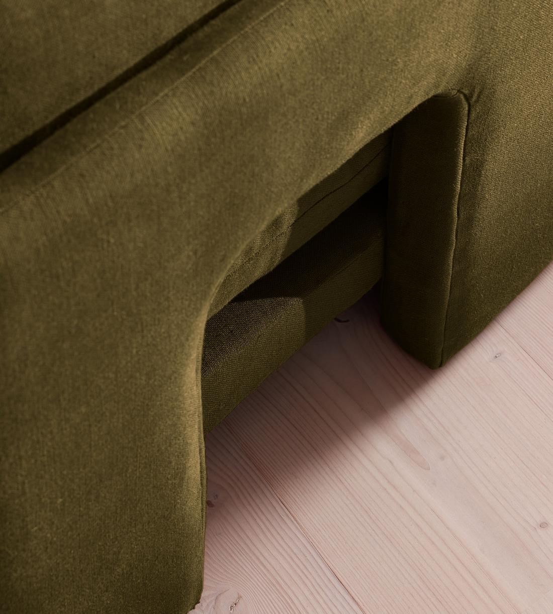 Odell Deeper Sit Sectional Sofa - Armless Module - Linen - Olive - US - Image 5