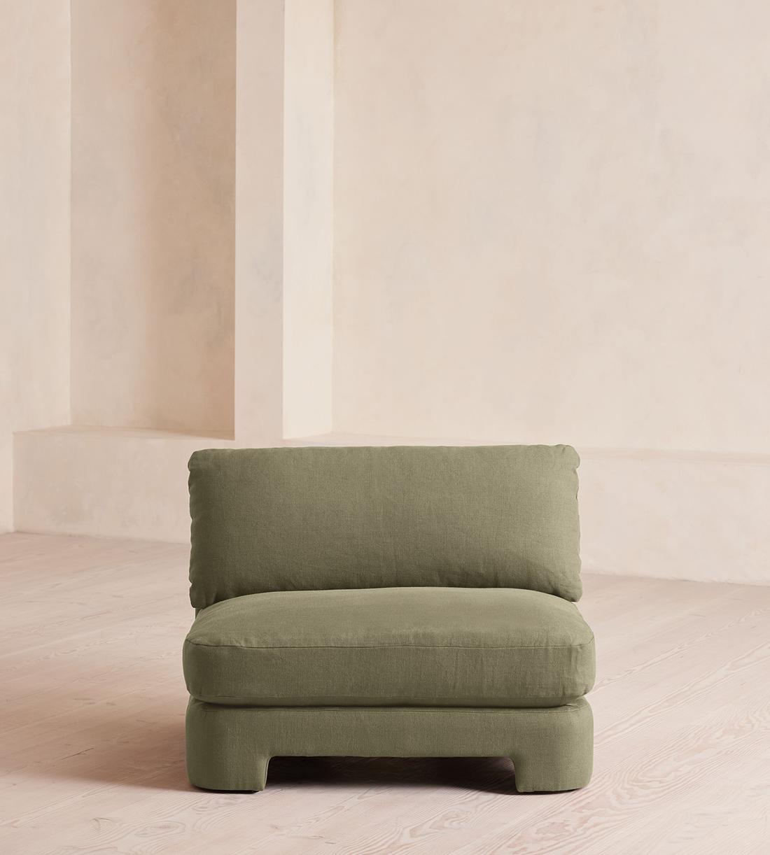 Odell Deeper Sit Sectional Sofa - Armless Module - Linen - Sage - US - Image 1