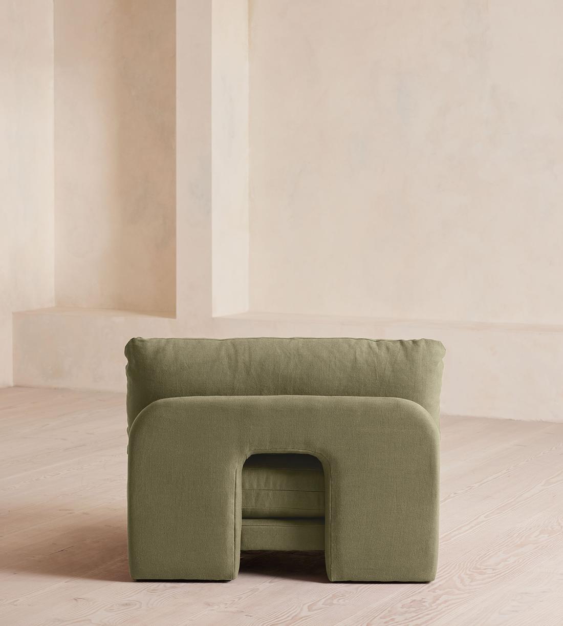 Odell Deeper Sit Sectional Sofa - Armless Module - Linen - Sage - US - Image 4
