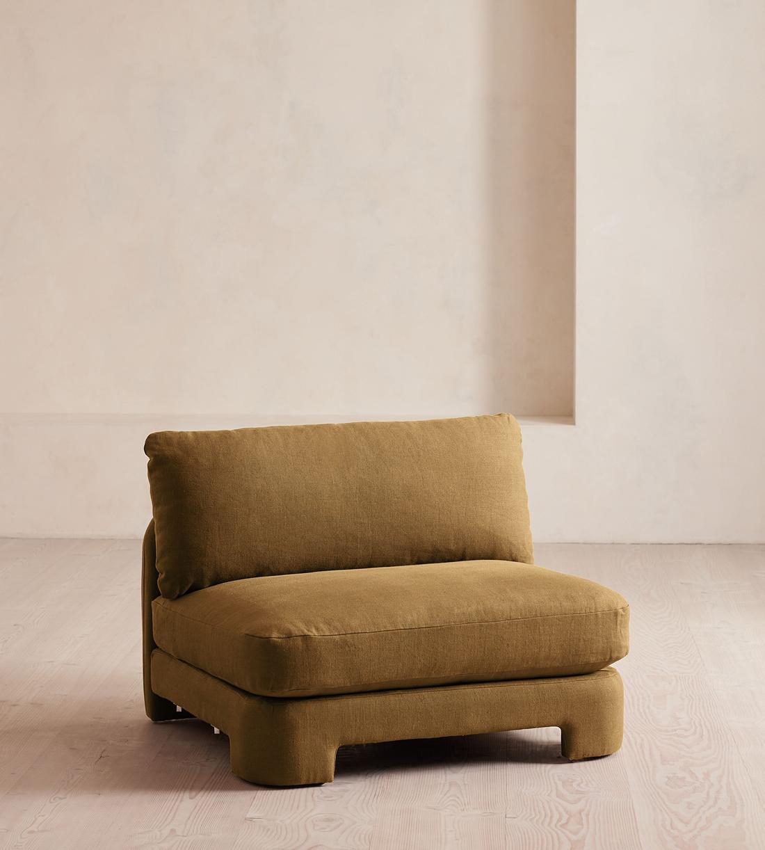 Odell Deeper Sit Sectional Sofa - Armless Module - Linen - Ochre - US - Image 2