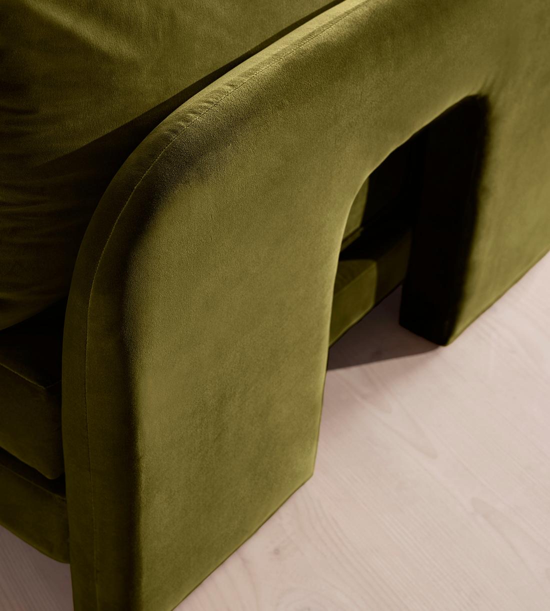 Odell Deeper Sit Sectional Sofa - Armless Module - Olive Velvet - US - Image 5