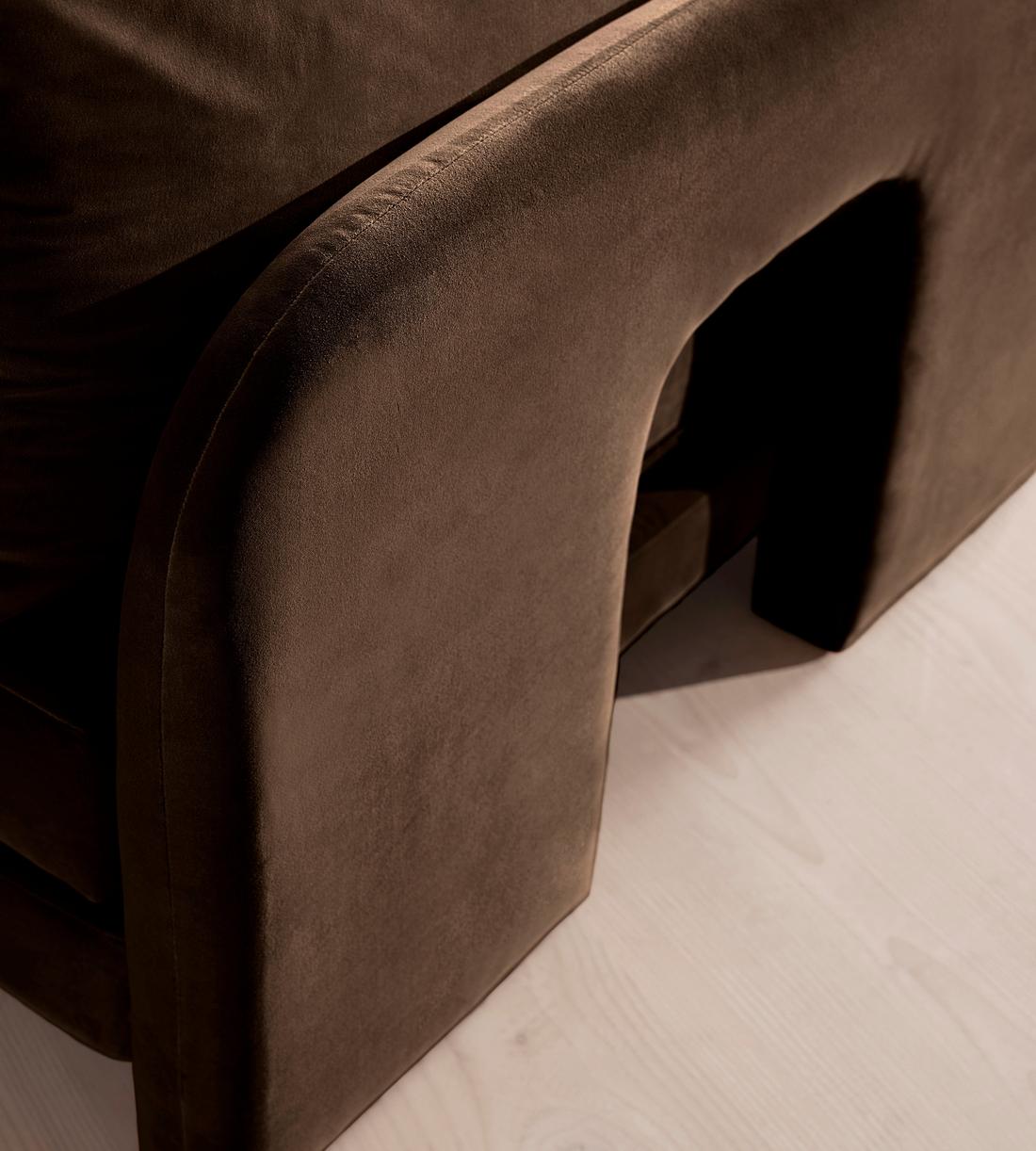 Odell Deeper Sit Modular Sofa - Right Arm Module - Velvet - Chocolate - Image 6