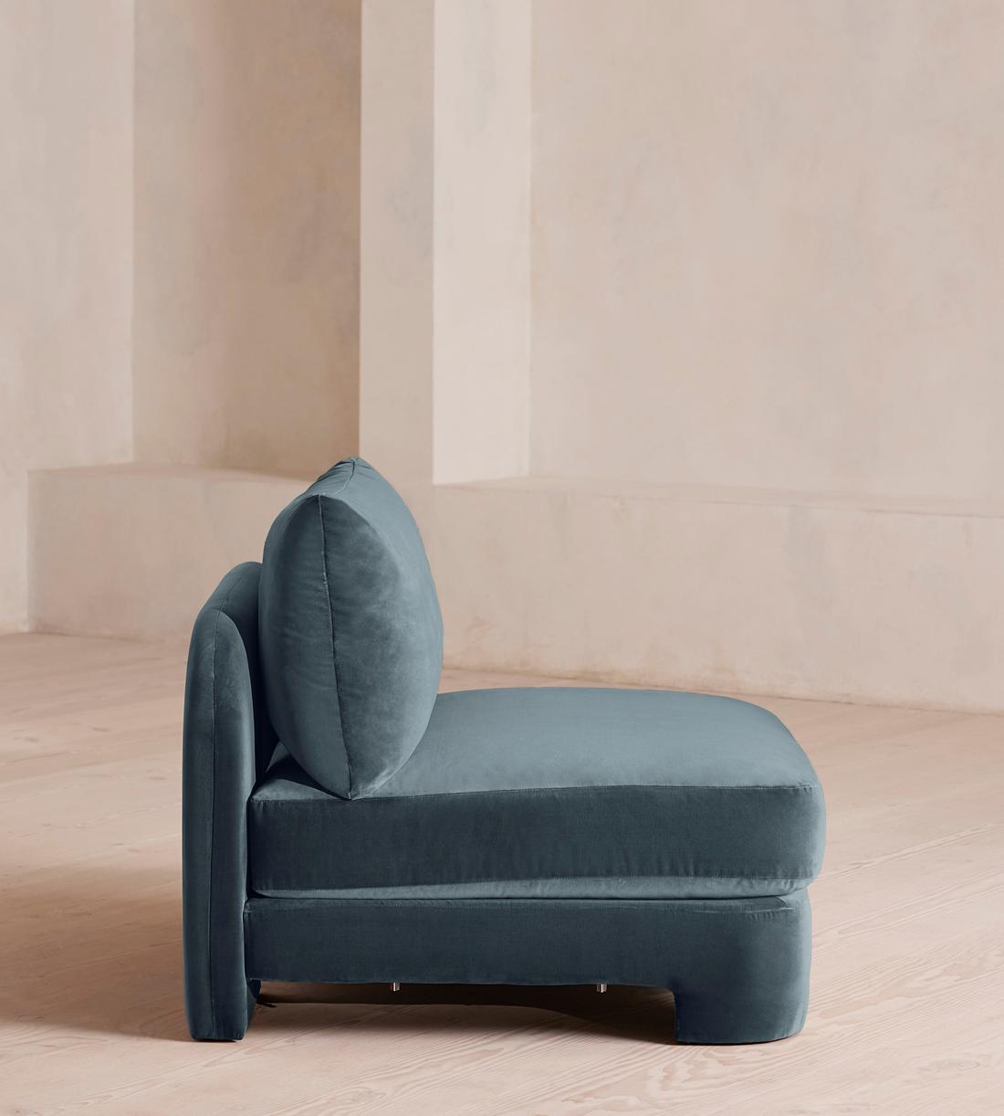 Odell Deeper Sit Modular Sofa - Armless Module - Grey Blue Velvet - Image 3