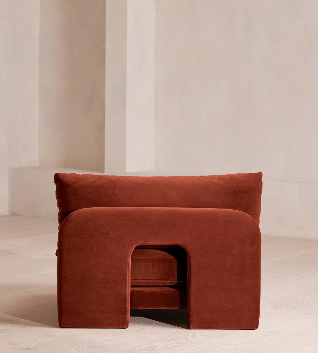 Odell Deeper Sit Modular Sofa - Armless Module - Velvet Rust - Image 4