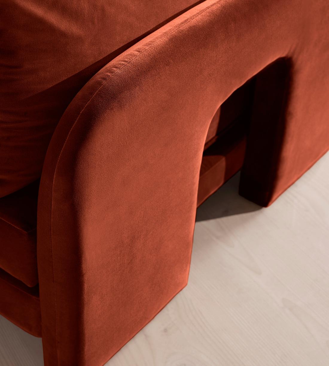 Odell Deeper Sit Modular Sofa - Armless Module - Velvet Rust - Image 5