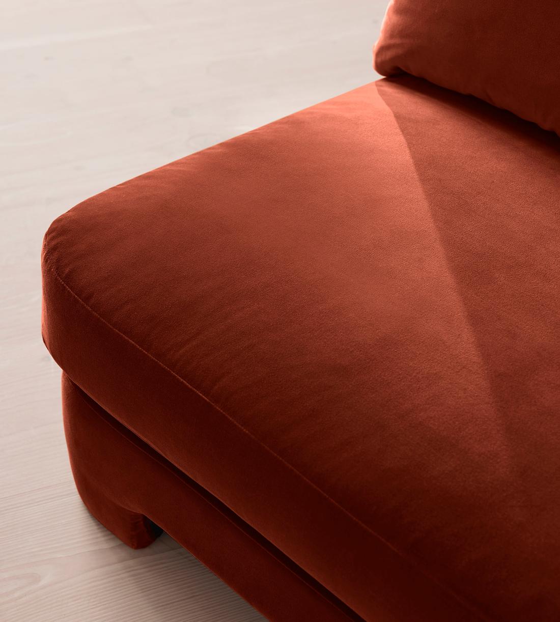 Odell Deeper Sit Modular Sofa - Armless Module - Velvet Rust - Image 6