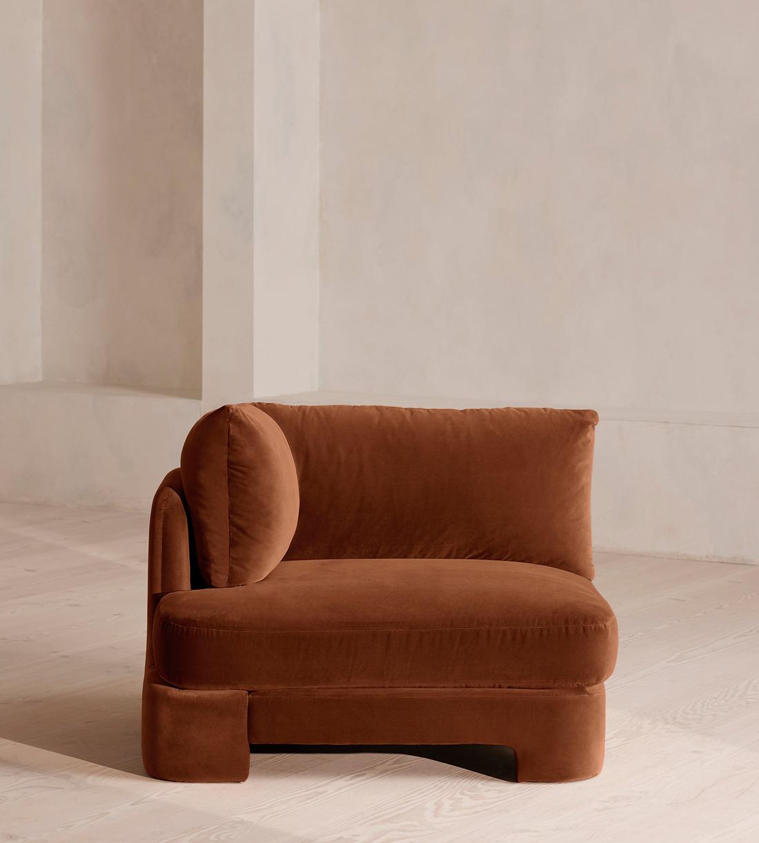 Odell Modular Sofa - Left Arm Module - Velvet - Cinnamon - UK - Image 1