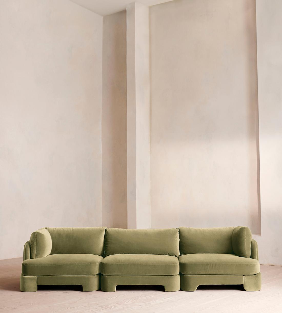 Odell Deeper Sit Sectional Sofa - Four Seater - Velvet Lichen US - Listing - Image 1