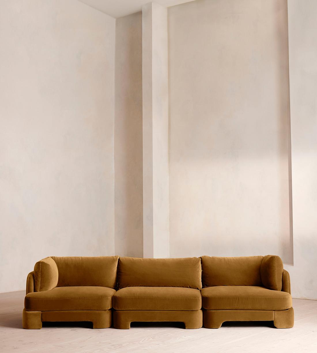 Odell Sectional Sofa - Four Seater - Velvet - Mustard - US - Listing - Image 2