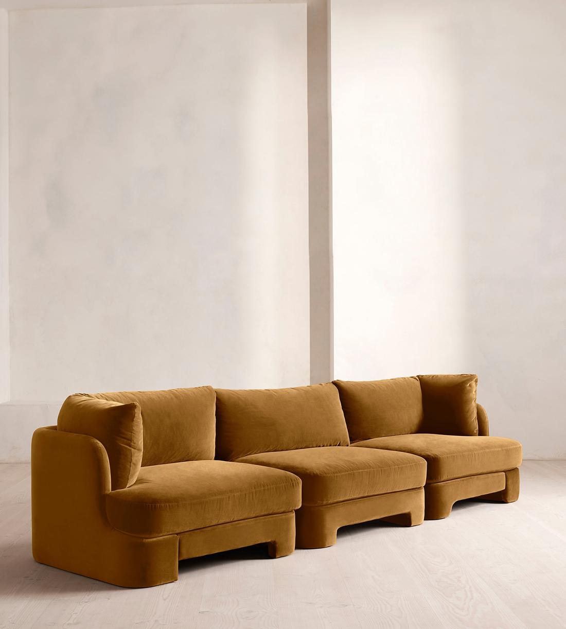 Odell Sectional Sofa - Four Seater - Velvet - Mustard - US - Listing - Image 3