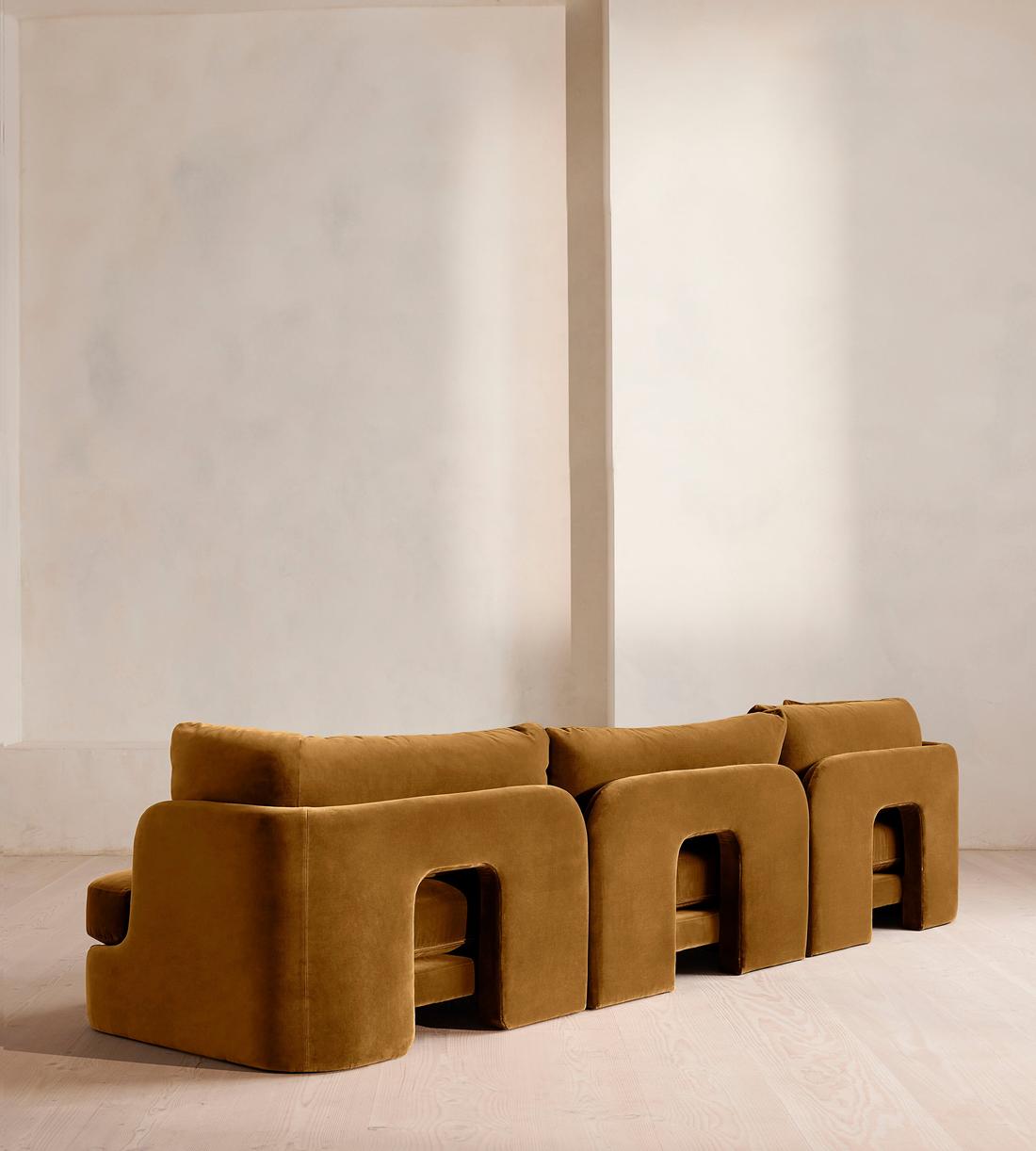 Odell Deeper Sit Sectional Sofa - Four Seater - Velvet Mustard US - Images - Image 3
