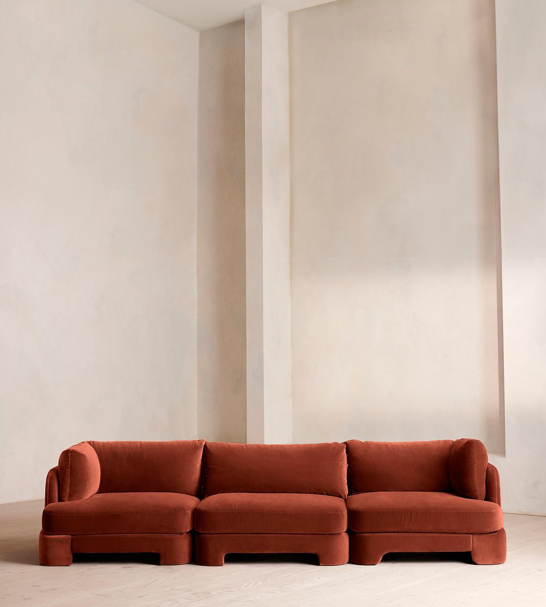 Odell Modular Sofa - Four Seater - Velvet - Rust - Listing - Image 1