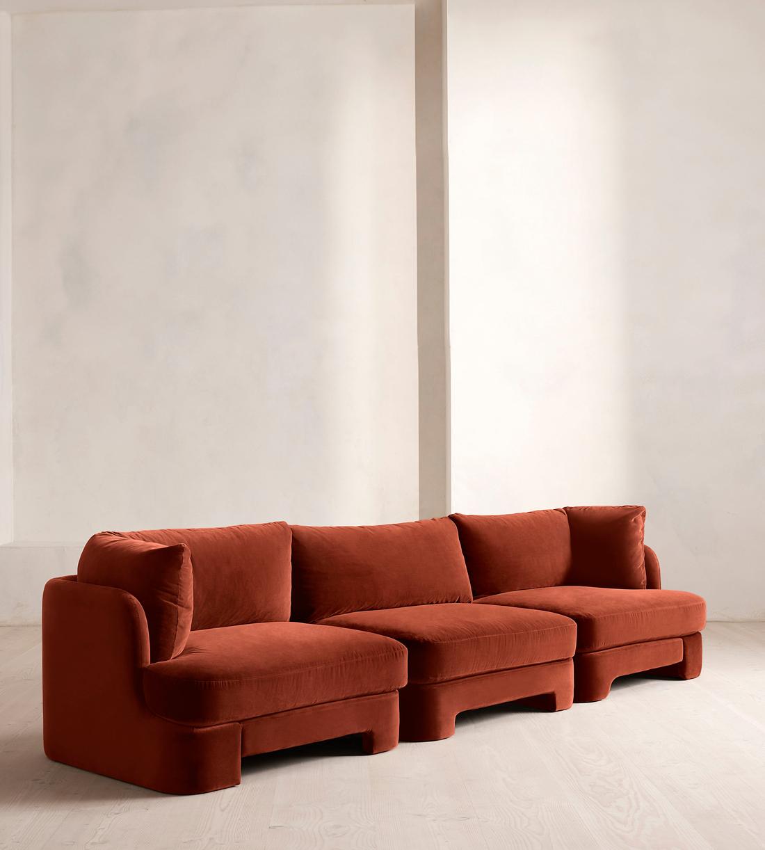 Odell Modular Sofa - Four Seater - Velvet - Rust - Listing - Image 2