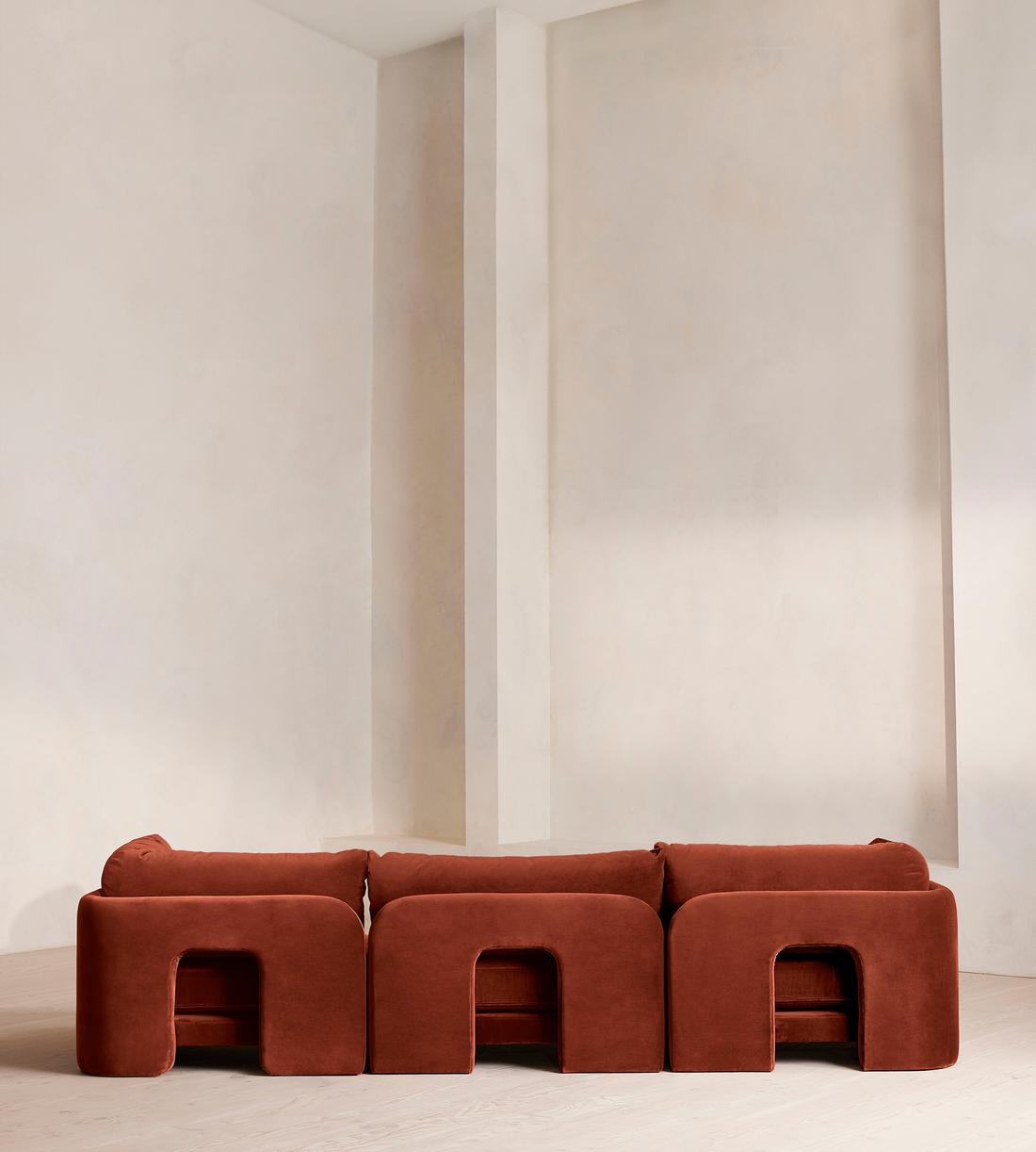 Odell Deeper Sit Sectional Sofa - Four Seater - Velvet Rust US - Images - Image 4