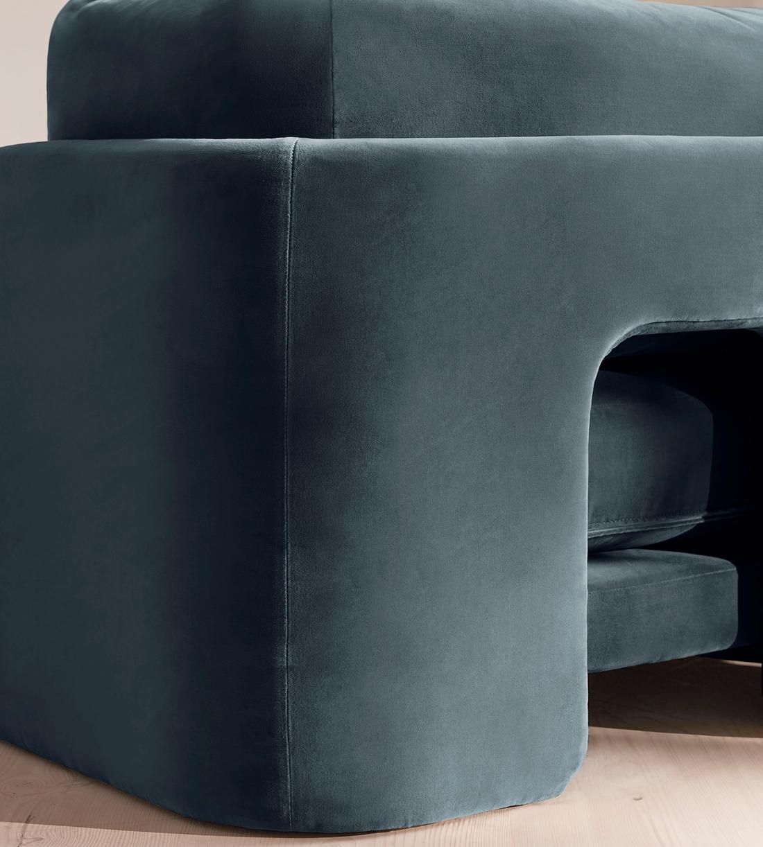 Odell Modular Sofa - Four Seater - Velvet - Grey Blue - Images - Image 6