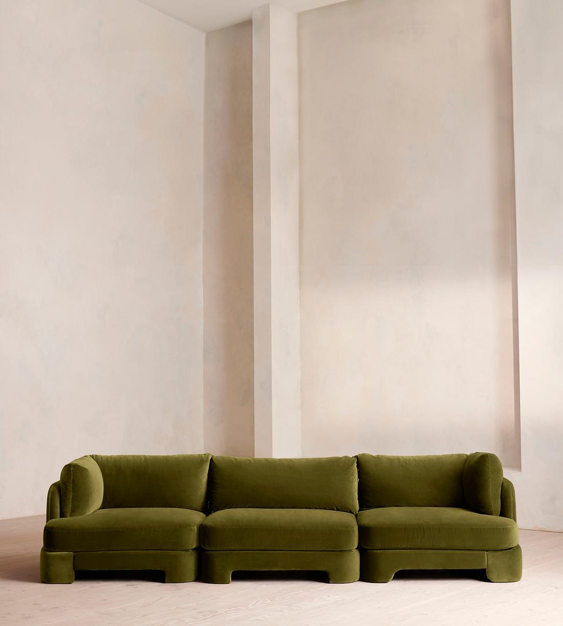 Odell Modular Sofa - Four Seater - Velvet - Olive - Listing - Image 1