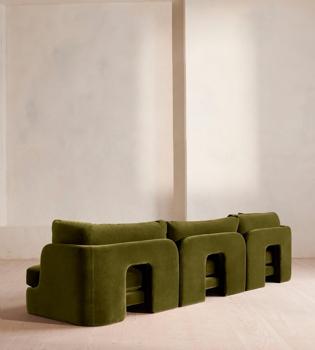 Odell Sectional Sofa - Four Seater - Velvet - Olive - US - Images - Image 3