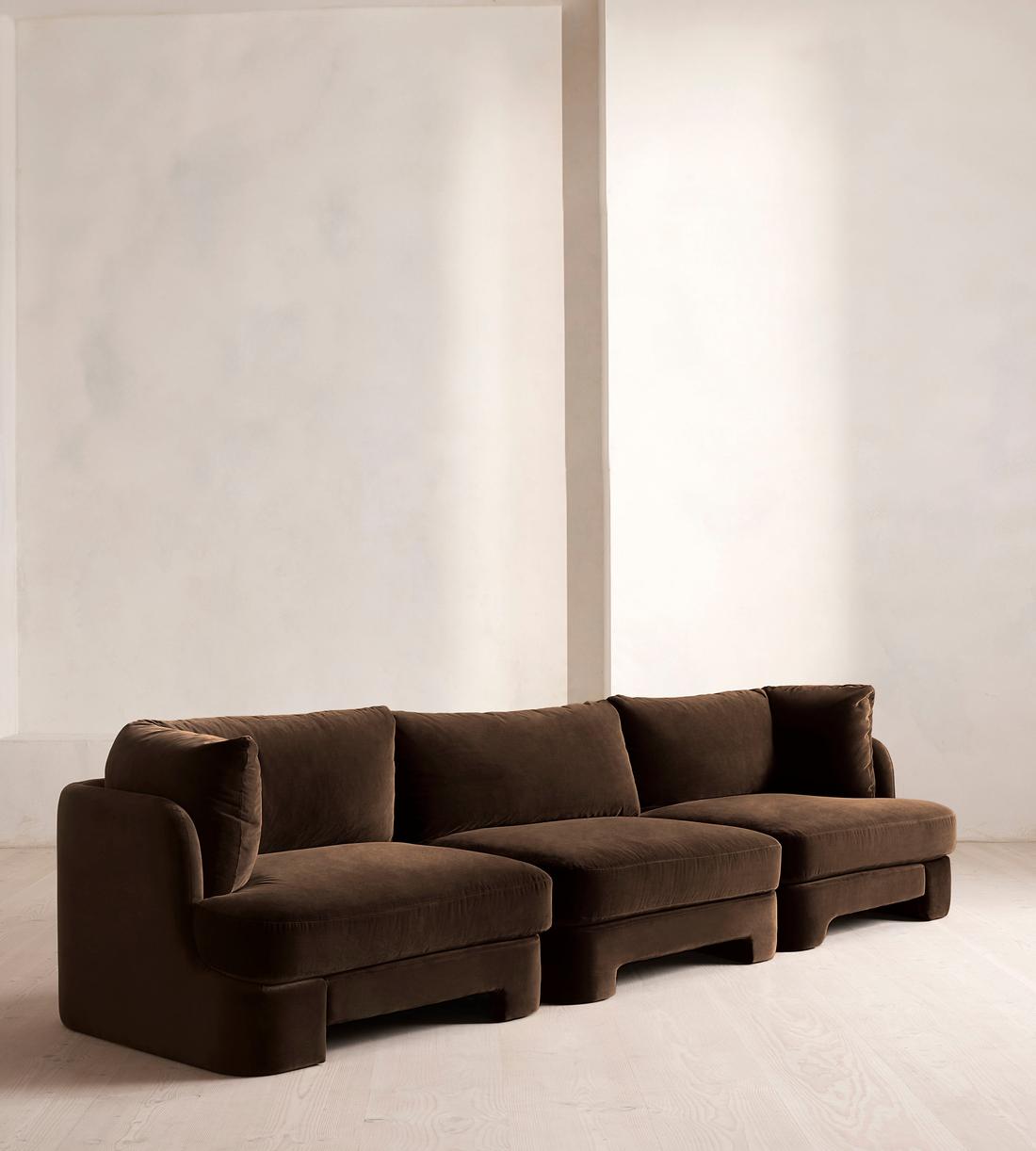 Odell Deeper Sit Sectional Sofa - Four Seater - Velvet - Chocolate US - Listing - Image 2