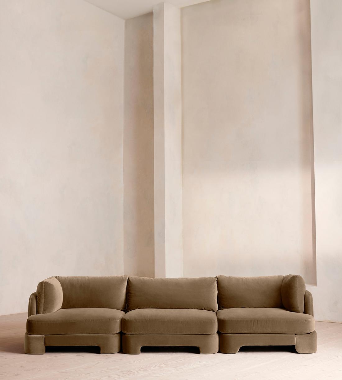 Odell Deeper Sit Sectional Sofa - Four Seater - Velvet - Truffle - US - Listing - Image 1
