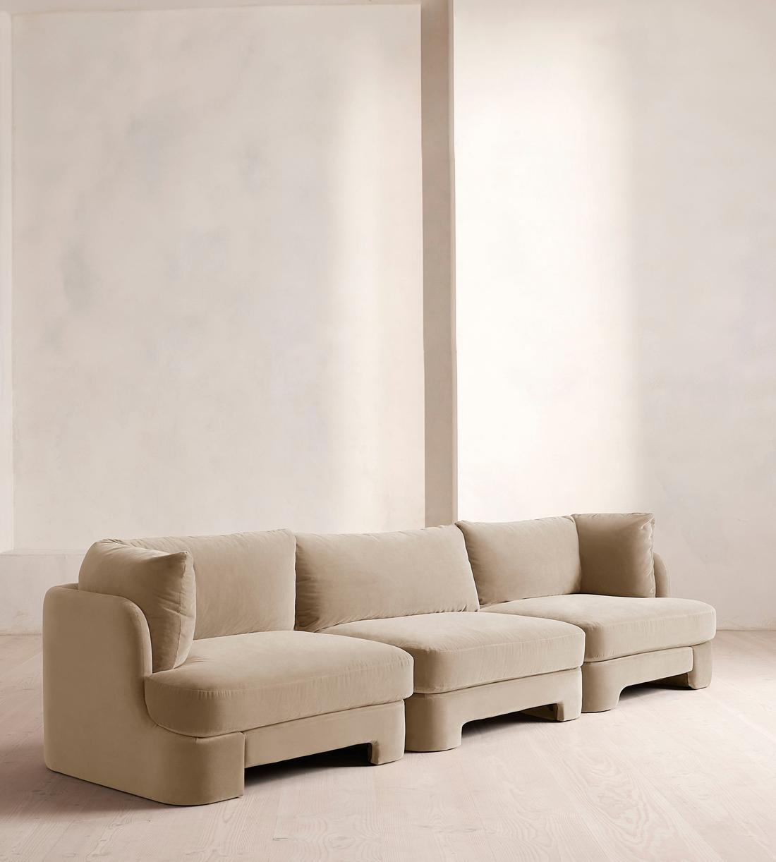 Odell Modular Sofa - Four Seater - Velvet - Oyster - UK - Listing - Image 2